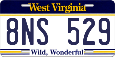WV license plate 8NS529