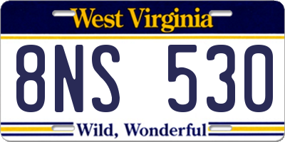 WV license plate 8NS530