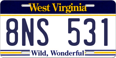 WV license plate 8NS531
