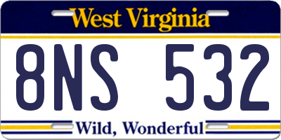 WV license plate 8NS532
