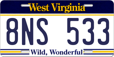 WV license plate 8NS533