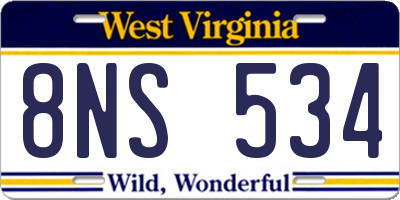 WV license plate 8NS534
