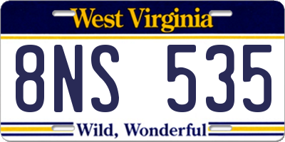 WV license plate 8NS535