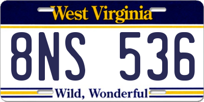 WV license plate 8NS536