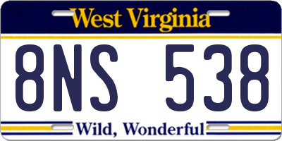 WV license plate 8NS538
