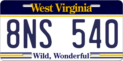 WV license plate 8NS540