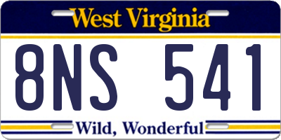 WV license plate 8NS541