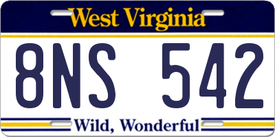 WV license plate 8NS542