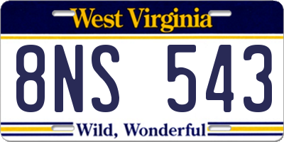 WV license plate 8NS543