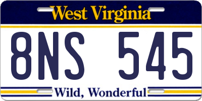 WV license plate 8NS545