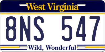 WV license plate 8NS547