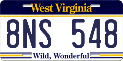 WV license plate 8NS548