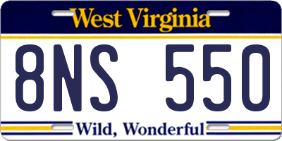 WV license plate 8NS550