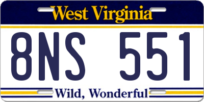 WV license plate 8NS551