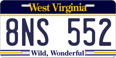 WV license plate 8NS552