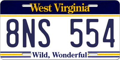 WV license plate 8NS554