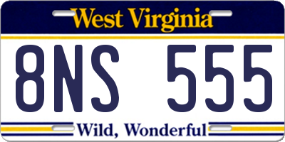 WV license plate 8NS555