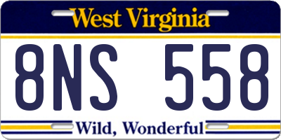 WV license plate 8NS558