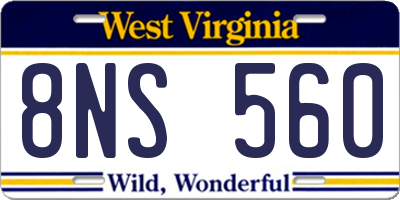 WV license plate 8NS560