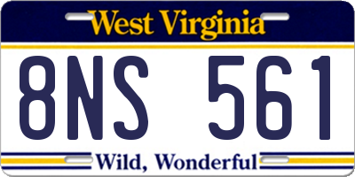 WV license plate 8NS561