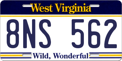 WV license plate 8NS562