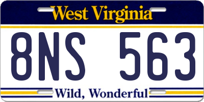WV license plate 8NS563