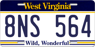 WV license plate 8NS564