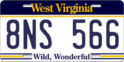 WV license plate 8NS566