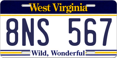 WV license plate 8NS567