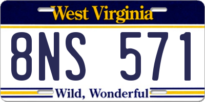 WV license plate 8NS571