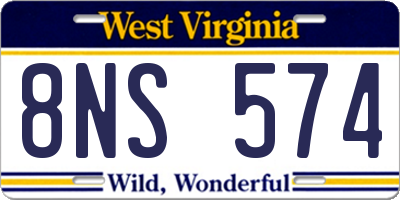 WV license plate 8NS574