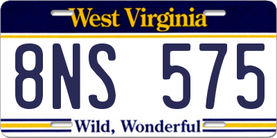 WV license plate 8NS575