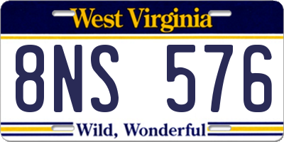 WV license plate 8NS576