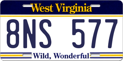 WV license plate 8NS577