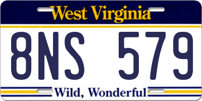 WV license plate 8NS579