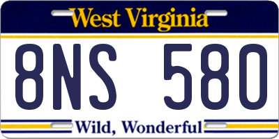 WV license plate 8NS580