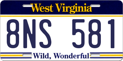 WV license plate 8NS581
