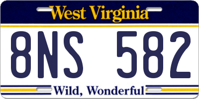 WV license plate 8NS582