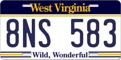 WV license plate 8NS583