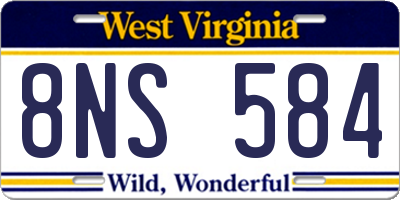 WV license plate 8NS584