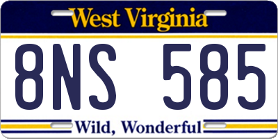 WV license plate 8NS585