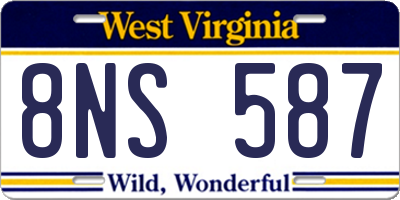 WV license plate 8NS587