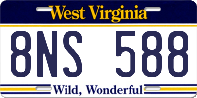 WV license plate 8NS588