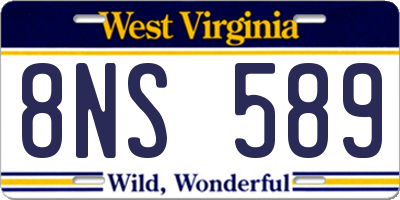 WV license plate 8NS589
