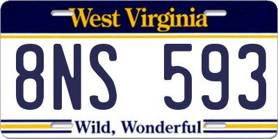 WV license plate 8NS593