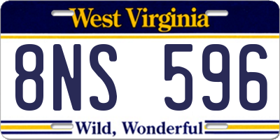 WV license plate 8NS596