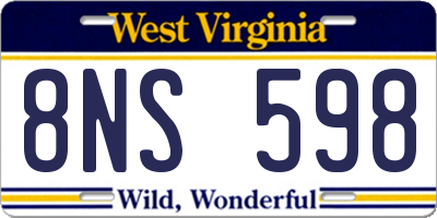 WV license plate 8NS598