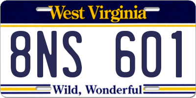 WV license plate 8NS601