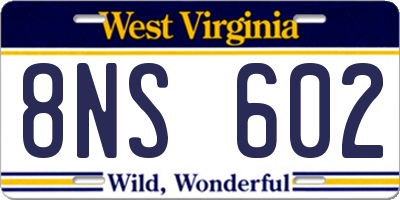 WV license plate 8NS602