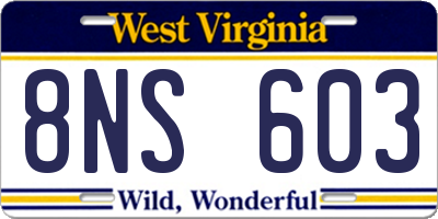 WV license plate 8NS603